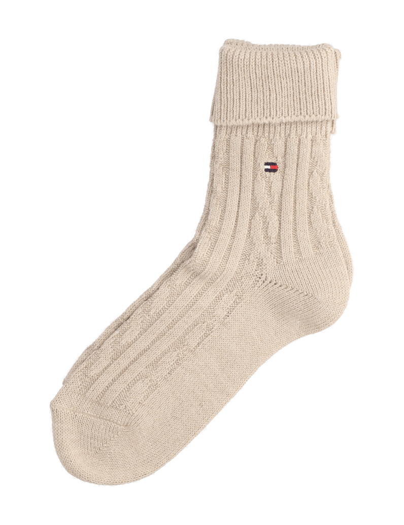 Tommy-Hilfiger-TH-WOMEN-SOCK-1P-FOLD-OVER-CABLE-grau