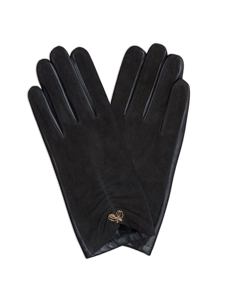 Silvia-Schneider-gladko-usnje-rokavice-črna