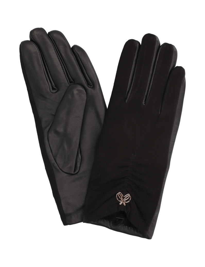 Silvia-Schneider-gladko-usnje-rokavice-črna