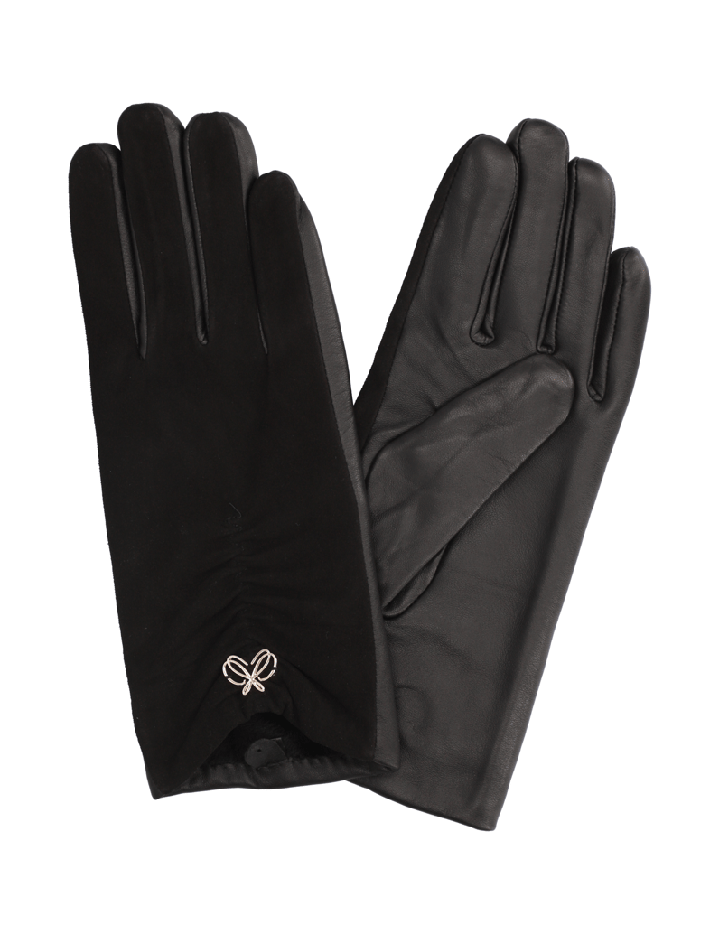 Silvia-Schneider-gladko-usnje-rokavice-črna