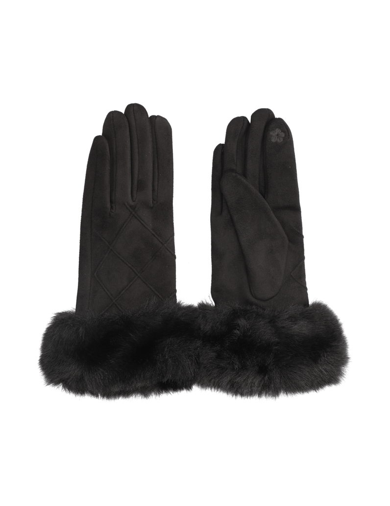Lazzarini-HANDSCHUHE-MIT-WEBPELZBÜNDCHEN-schwarz