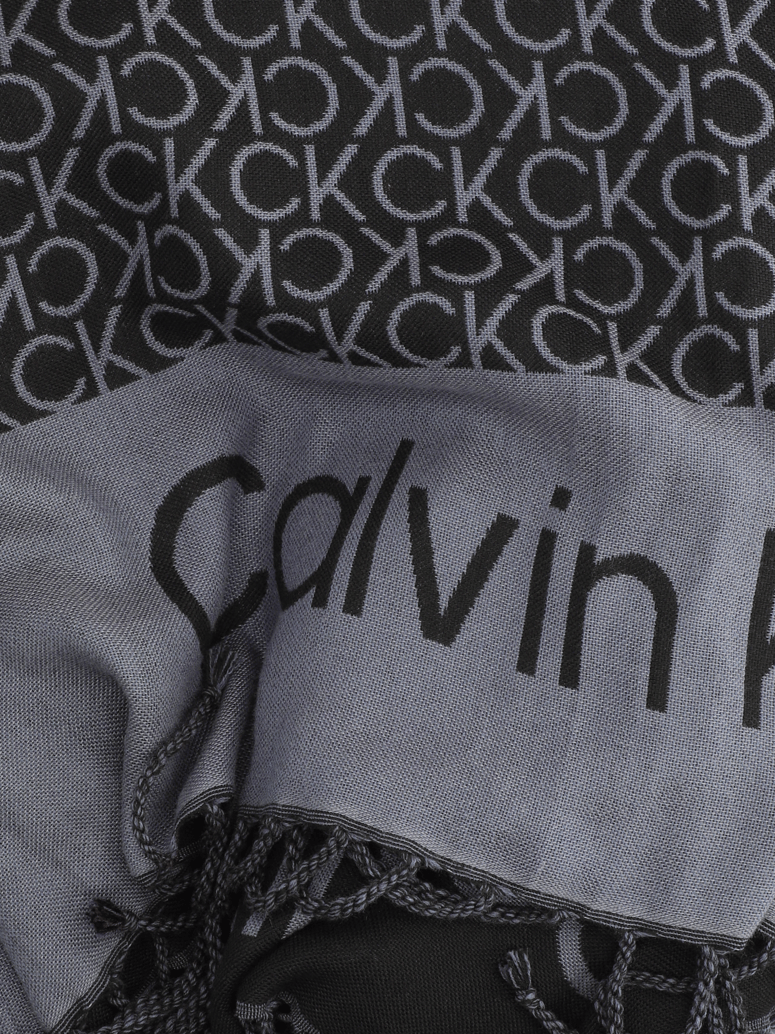 Calvin-Klein-FRINGES-MONOGRAM-SCARF-100X200