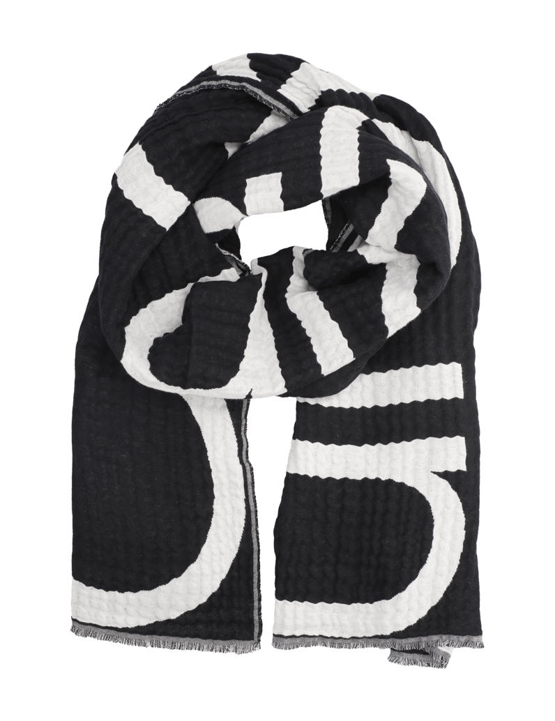Calvin-Klein-LOGO-2-TONES-COTTONGAUGE-SCARF-černá