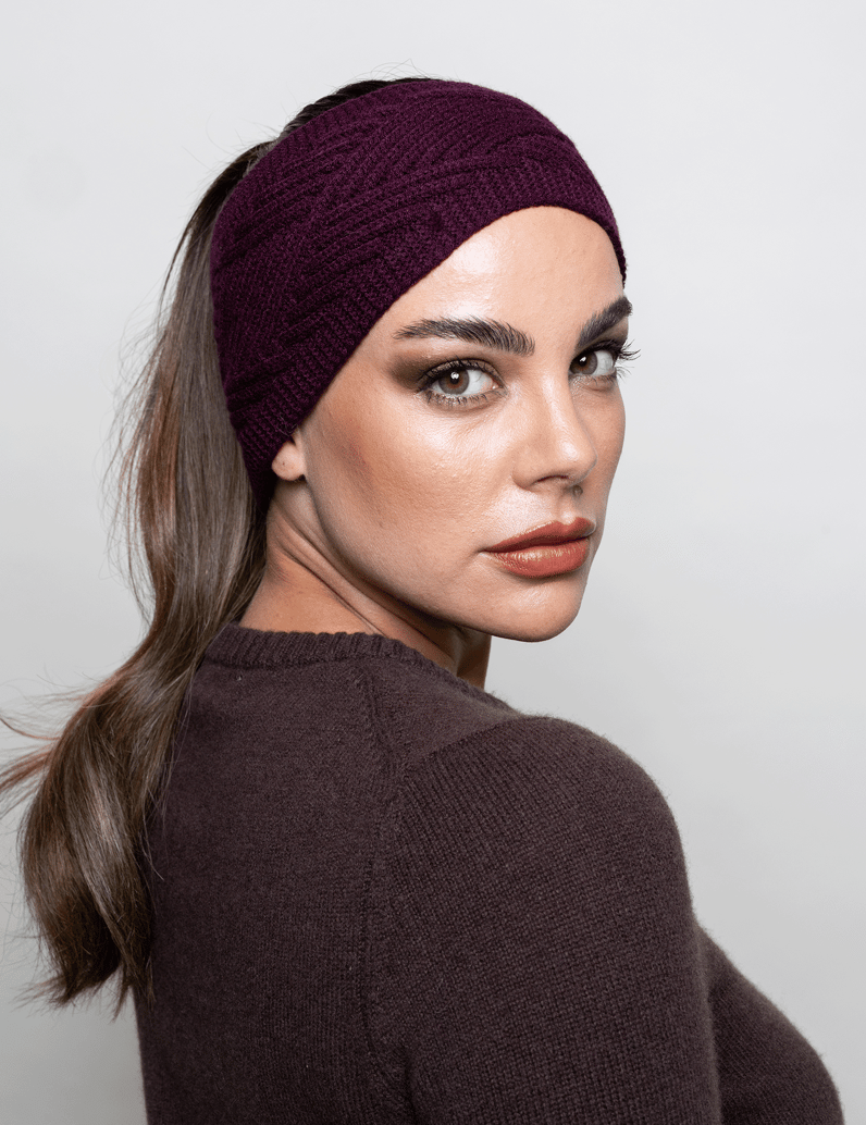 Lazzarini-STIRNBAND-MIT-STRICKMUSTER-čierna