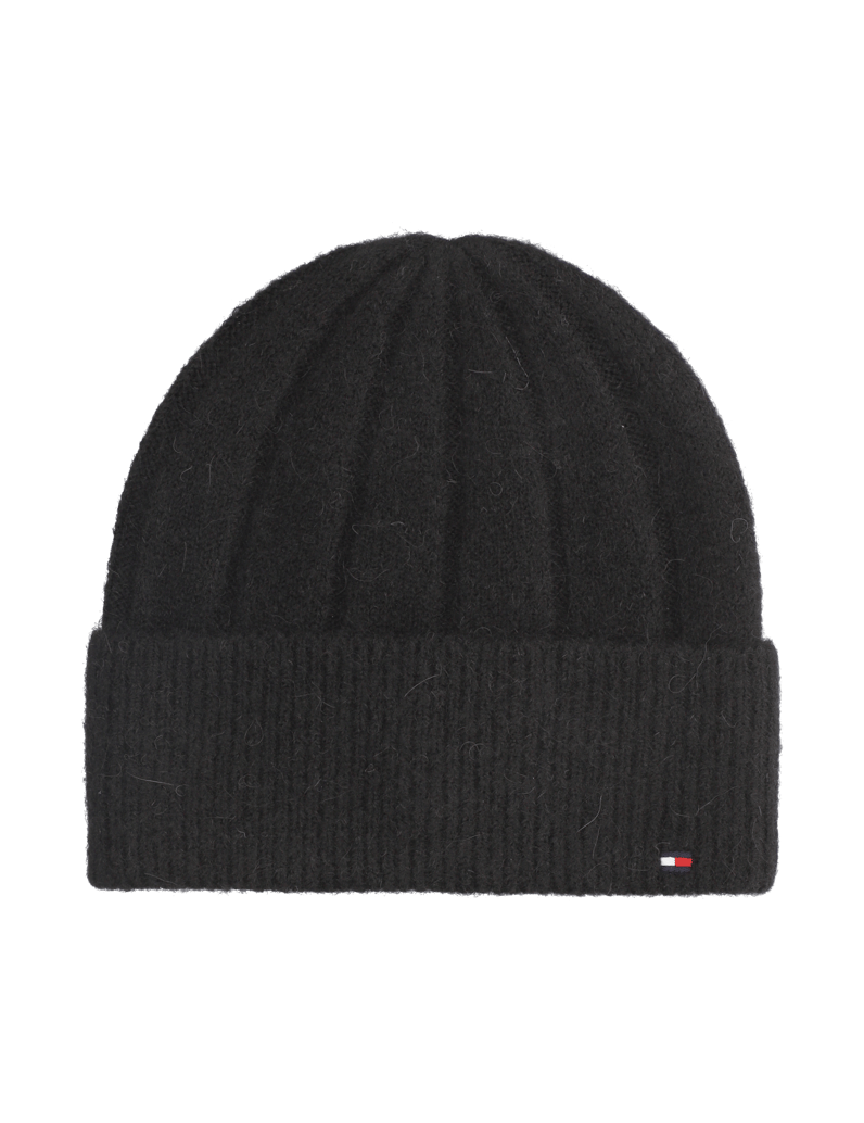 Tommy-Hilfiger-TH-FLAG-FLUFFY-BEANIE-schwarz