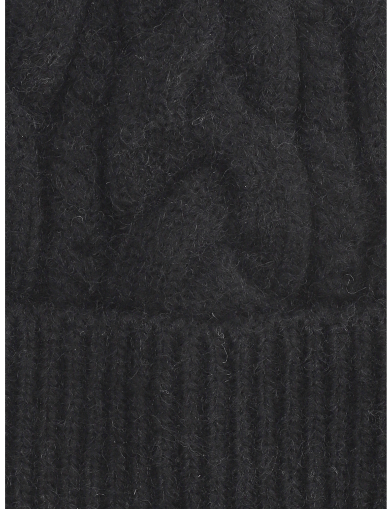 Lazzarini-MÜTZE-MIT--BOMMEL-UND-ZOPFMUSTER-čierna