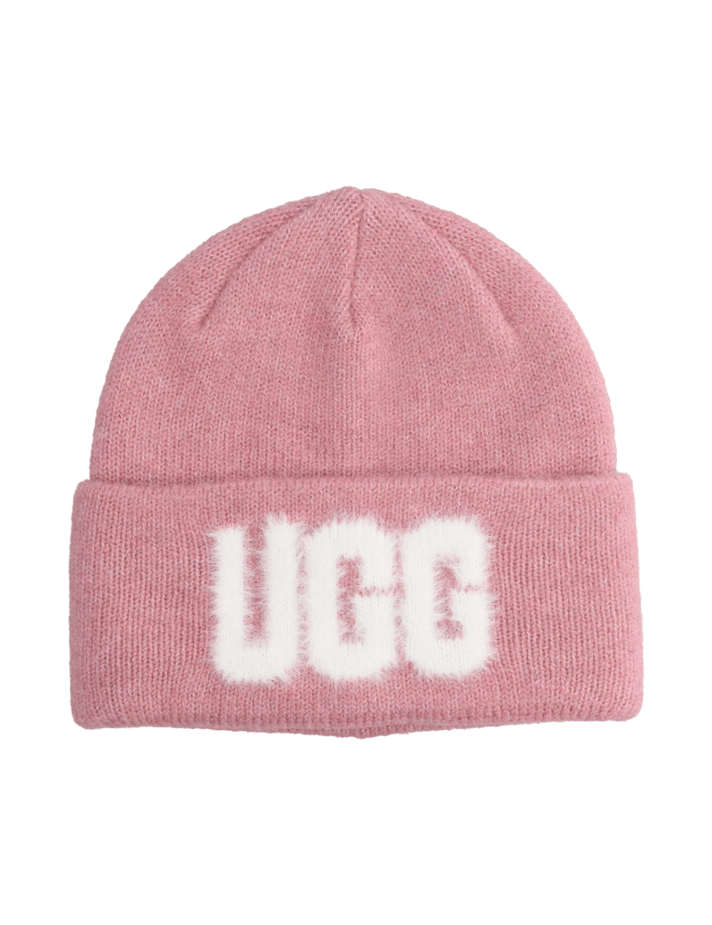 UGG-FUZZY-UGG-LOGO-BEANIE-bež