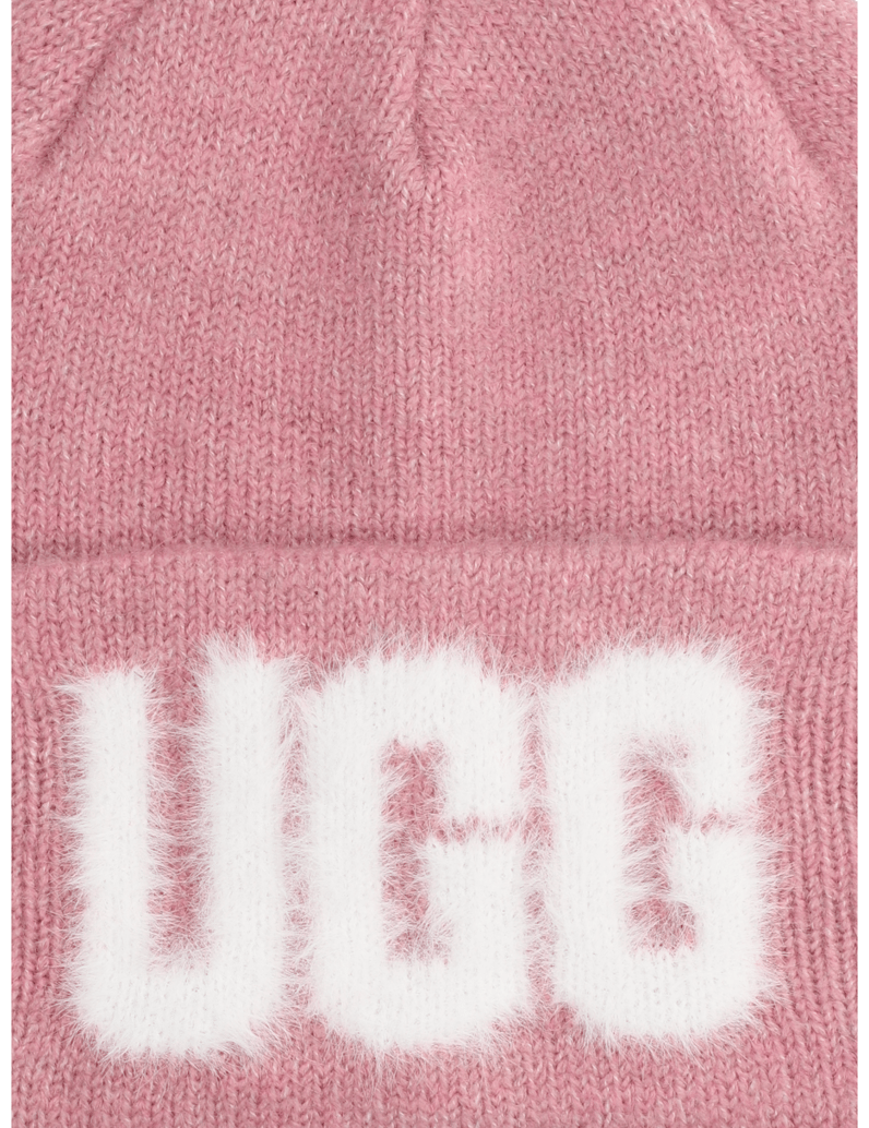 UGG-FUZZY-UGG-LOGO-BEANIE-bež