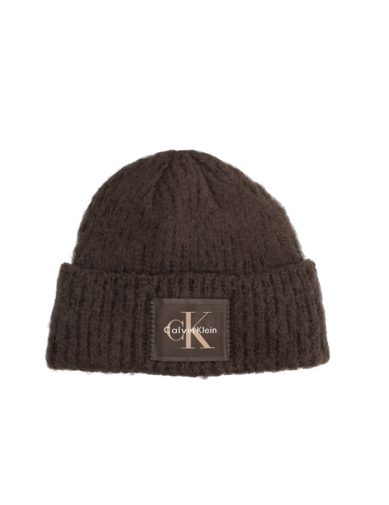 Calvin-Klein-BRUSHED-SOLID-CHUNKY-RIB-BEANIE-rjava