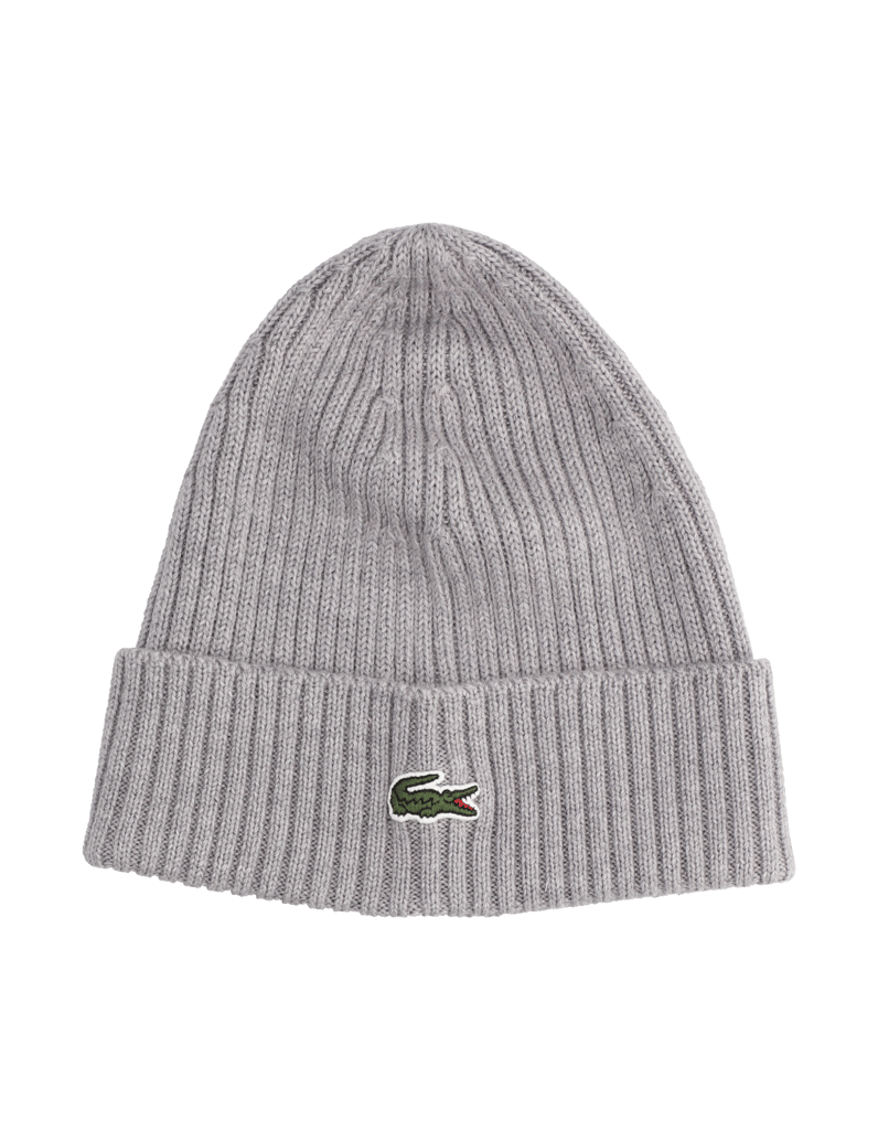 LACOSTE-UNISEX-SOFT-WOOL-RIBBED-BEANIE-grau