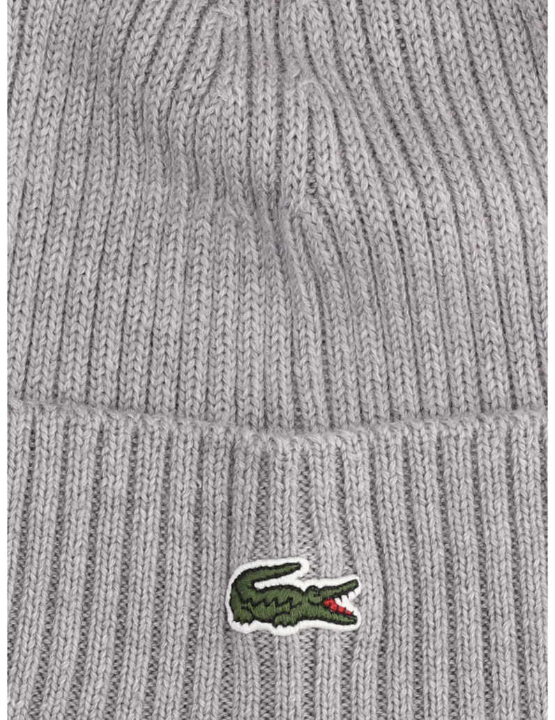 LACOSTE-UNISEX-SOFT-WOOL-RIBBED-BEANIE-grau