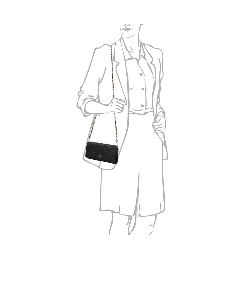 Tommy-Hilfiger-TH-FEMININE-WALLET-ON-CHAIN-černá