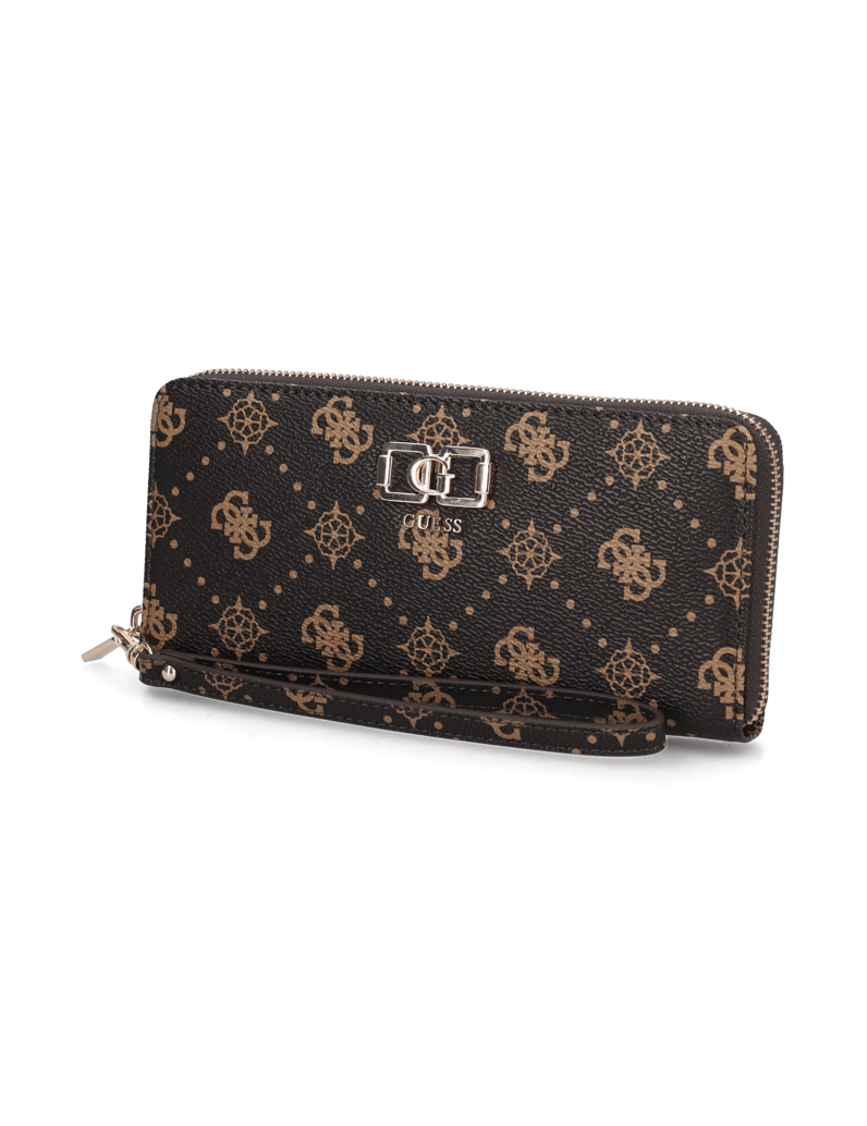 GUESS-EMELIE-LOGO-SLG-LRG-ZIP-AROUND-hnedá
