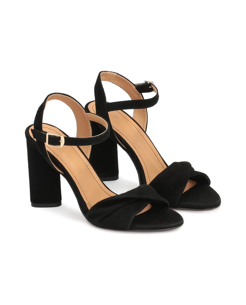 Kazar-Black-suede-wide-strap-sandals-černá