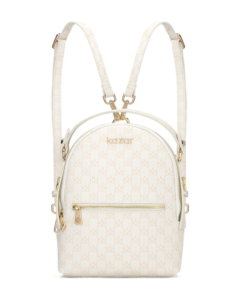 Kazar-Ladies’-white-and-beige-backpack-2-in-1-bílá