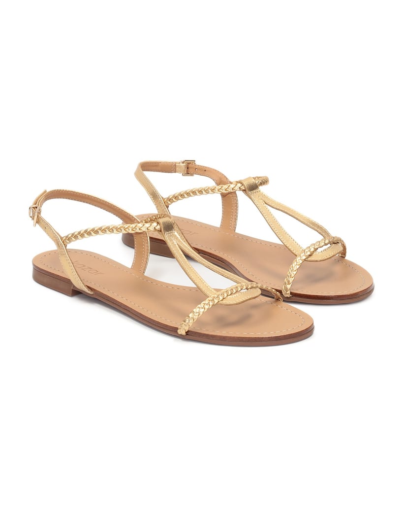 Kazar-Goldfarbene-Sandalen-mit-flacher-Sohle-gold