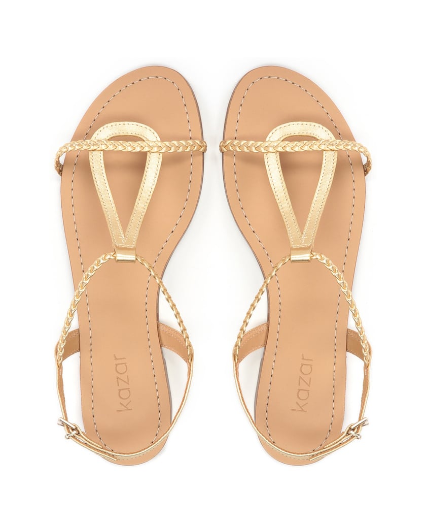 Kazar-Goldfarbene-Sandalen-mit-flacher-Sohle-gold