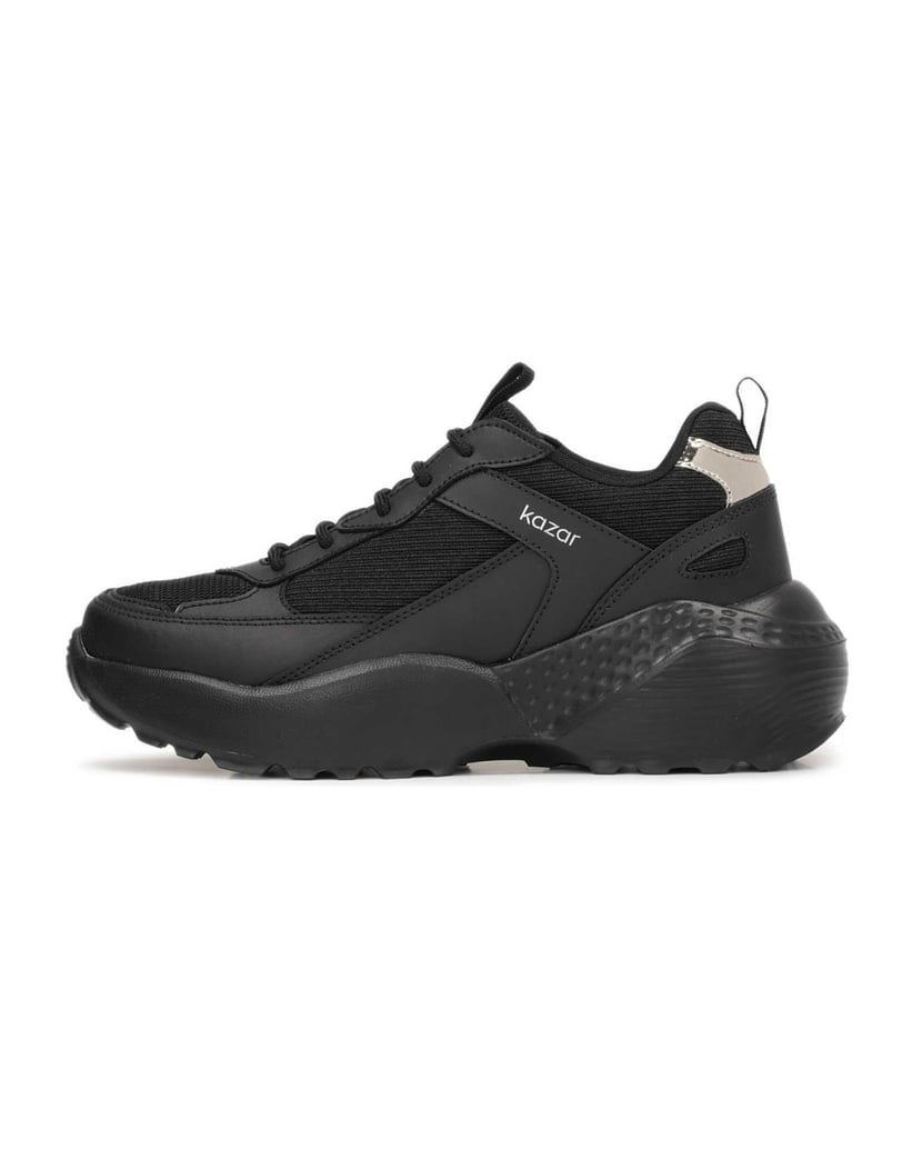 Kazar-Damen-Turnschuhe-aus-Leder-mit-dicker-Sohle-schwarz