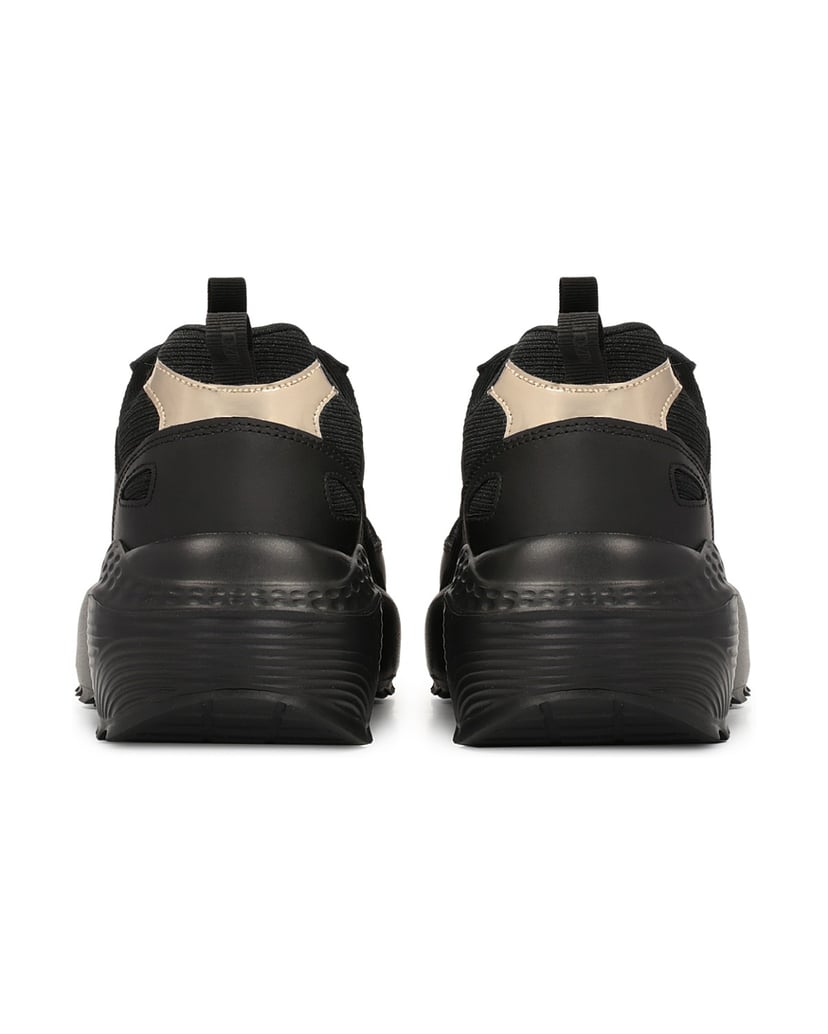 Kazar-Damen-Turnschuhe-aus-Leder-mit-dicker-Sohle-schwarz