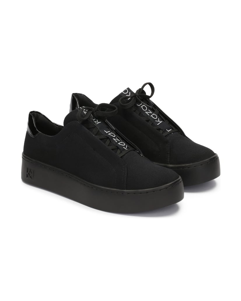 Kazar-Ladies’-black-sneakers-with-attractive-lacing-černá