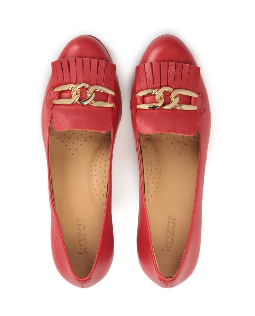 Kazar-Red-pumps-with-metal-links-červená
