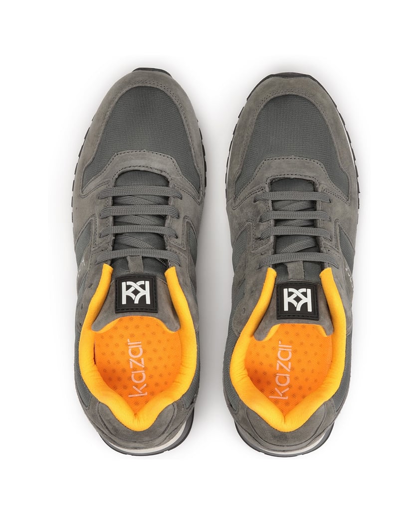 Kazar-Graue-Wildleder-Sneakers-mit-gelben-Elem-grau
