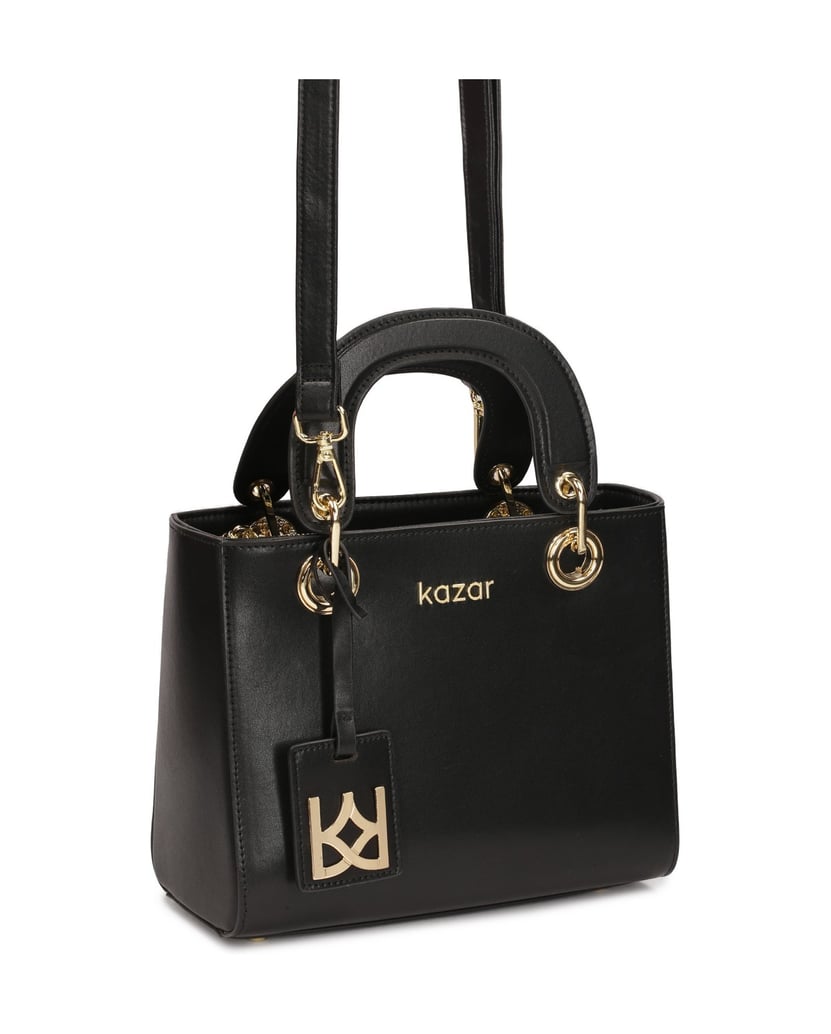 Kazar-Elegante-schwarze-Tasche-mit-Henkeln-und-schwarz