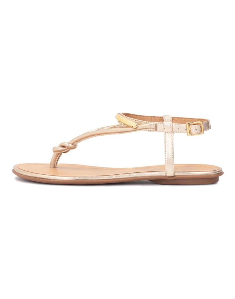 Kazar-Flache-Sandalen-aus-Leder-gold