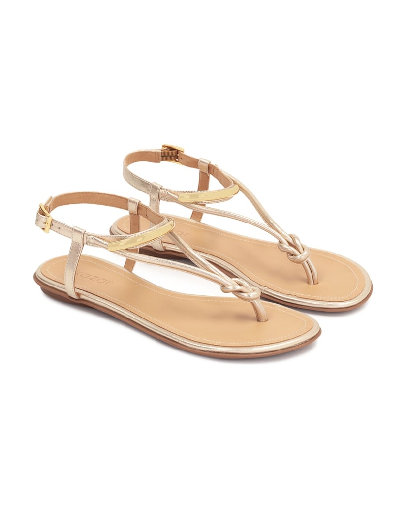 Kazar-Flache-Sandalen-aus-Leder-gold