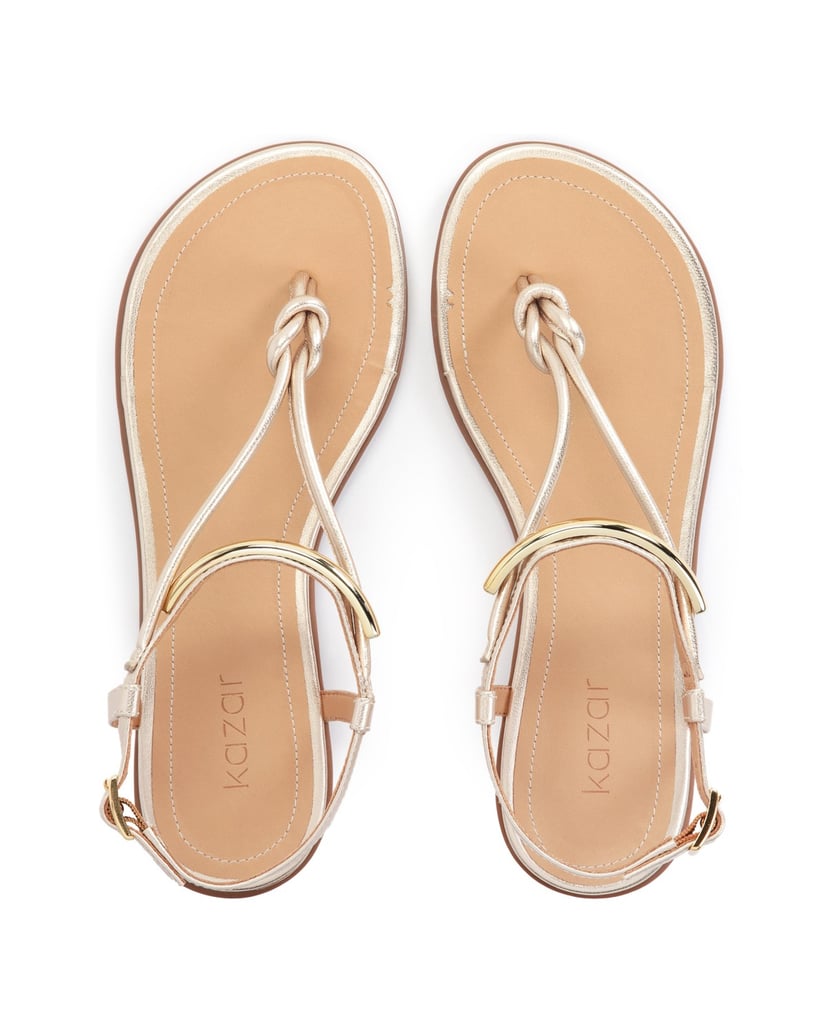 Kazar-Flache-Sandalen-aus-Leder-gold