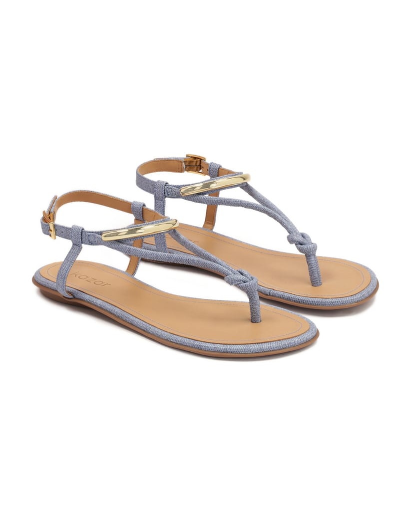 Kazar-Blaue-Sandalen-mit-flacher-Sohle