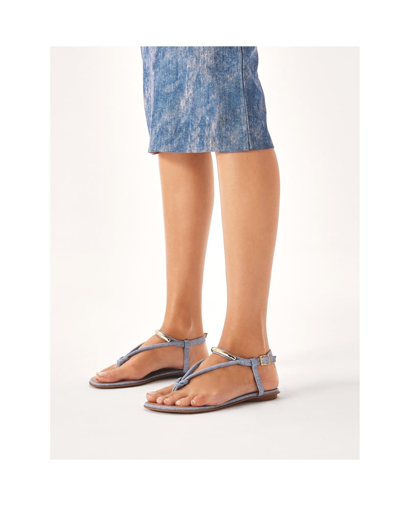 Kazar-Blaue-Sandalen-mit-flacher-Sohle