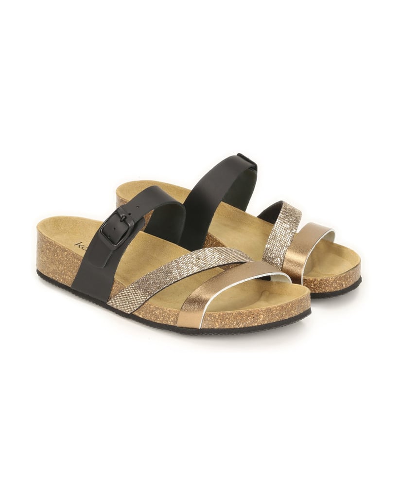 Kazar-Schwarz-goldene-Damen-Pantoletten