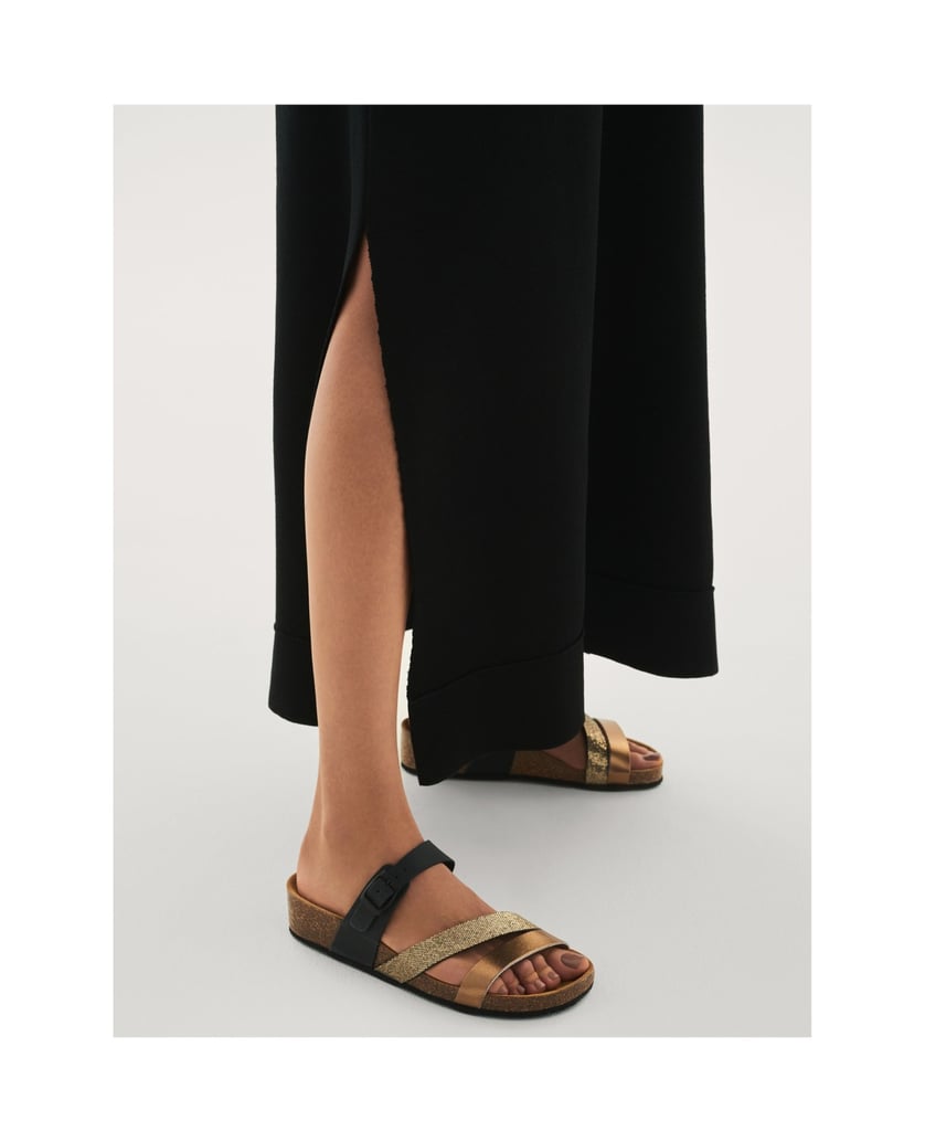 Kazar-Schwarz-goldene-Damen-Pantoletten