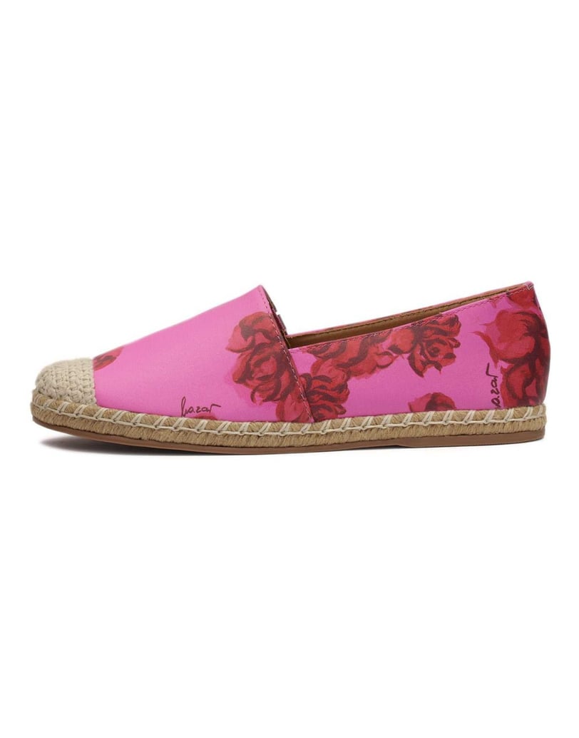 Kazar-Rosa-Espadrilles-aus-Leder-mit-Blumenmus