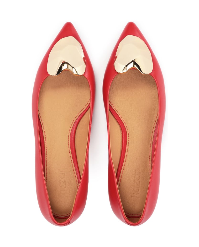 Kazar-Rote-elegante-Ballerinas-mit-Goldverzier