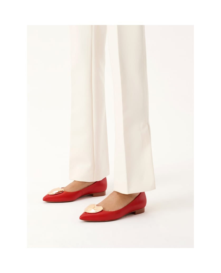 Kazar-Rote-elegante-Ballerinas-mit-Goldverzier