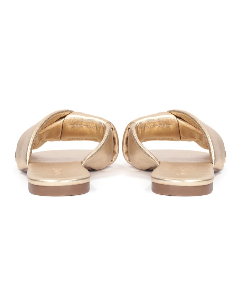 Kazar-Flache-Pantoletten-aus-goldenem-Leder-gold