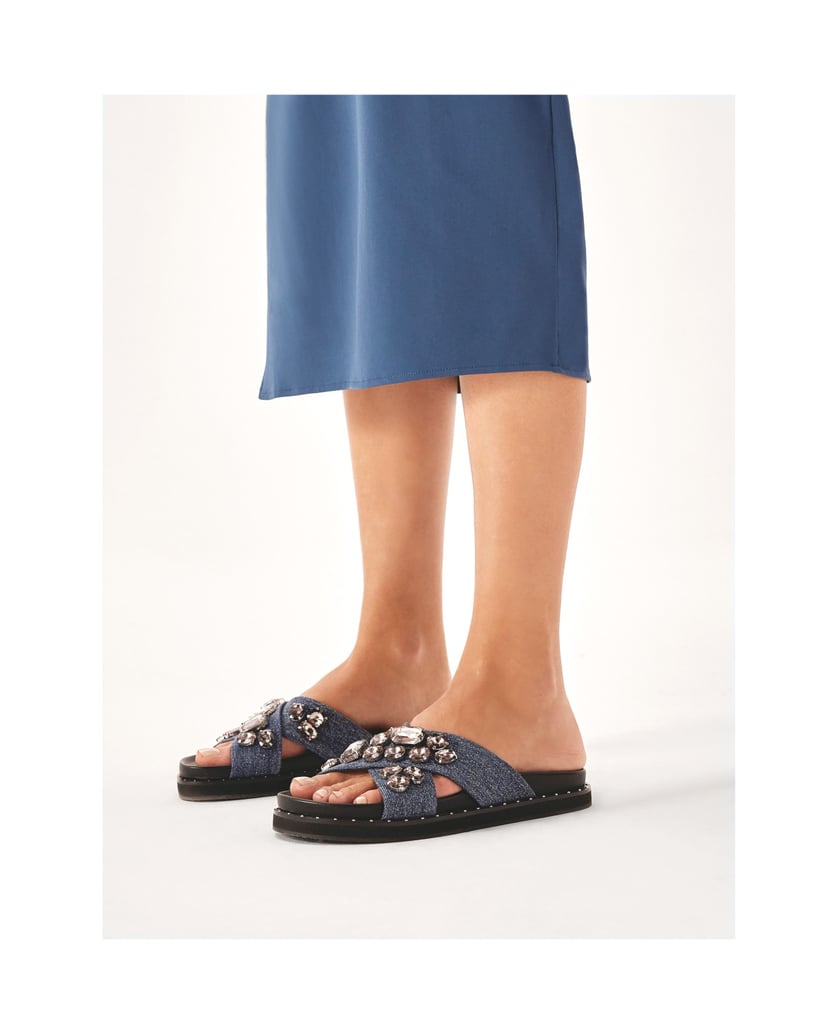 Kazar-Mit-Kristallen-verzierte-Denim-Slides