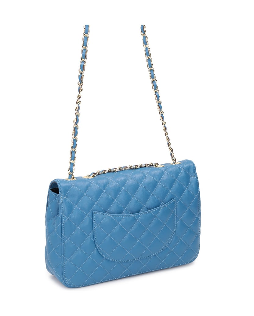 Kazar-Blaue-Ledertasche-mit-Steppung-und-Kette