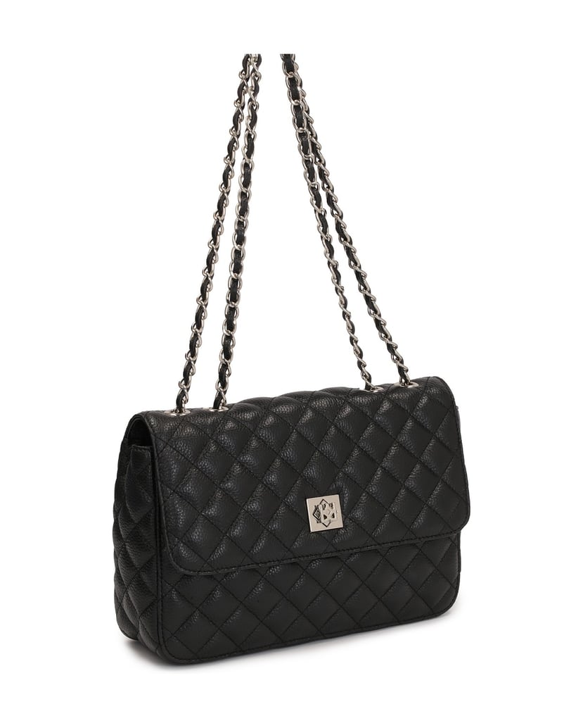 Kazar-Gesteppte-Tasche-mit-einer-Kette,-die-mi-schwarz