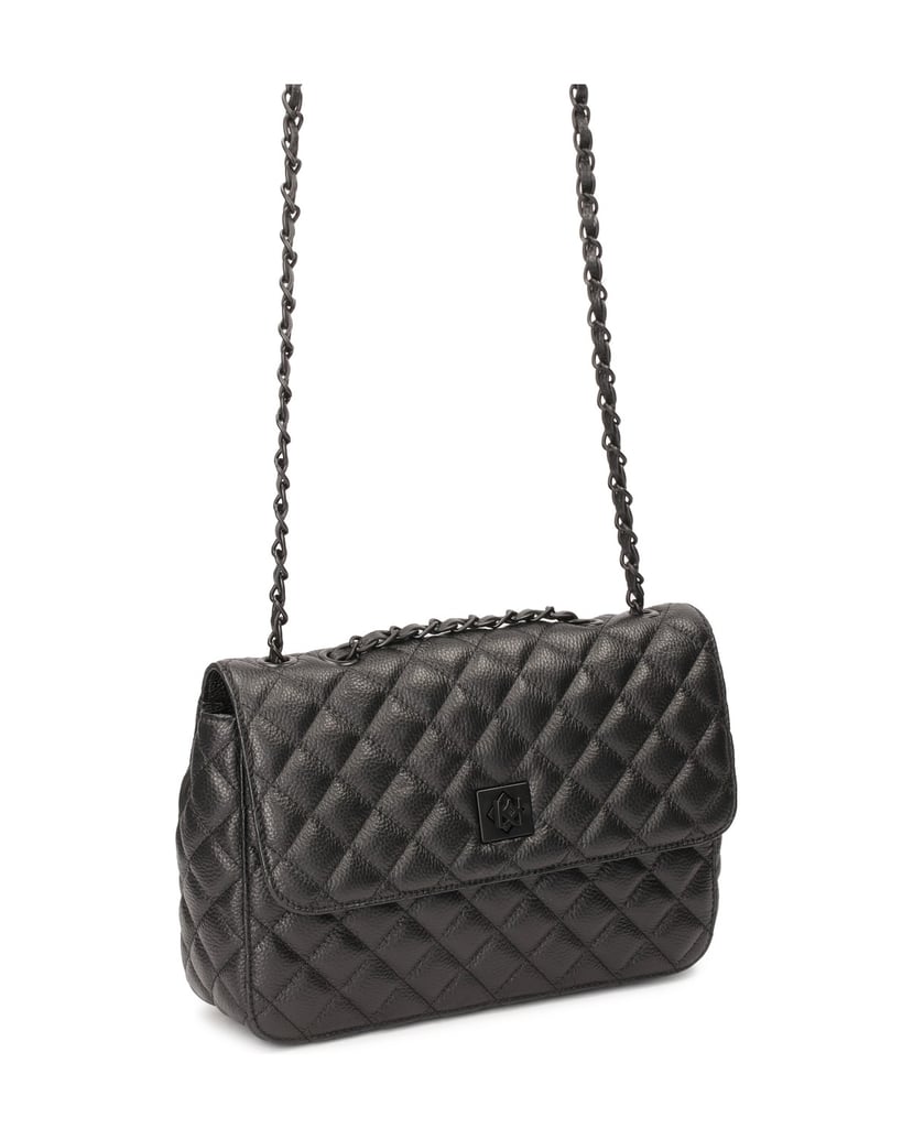 Kazar-Black-leather-handbag-with-quilted-oblong-shape-černá