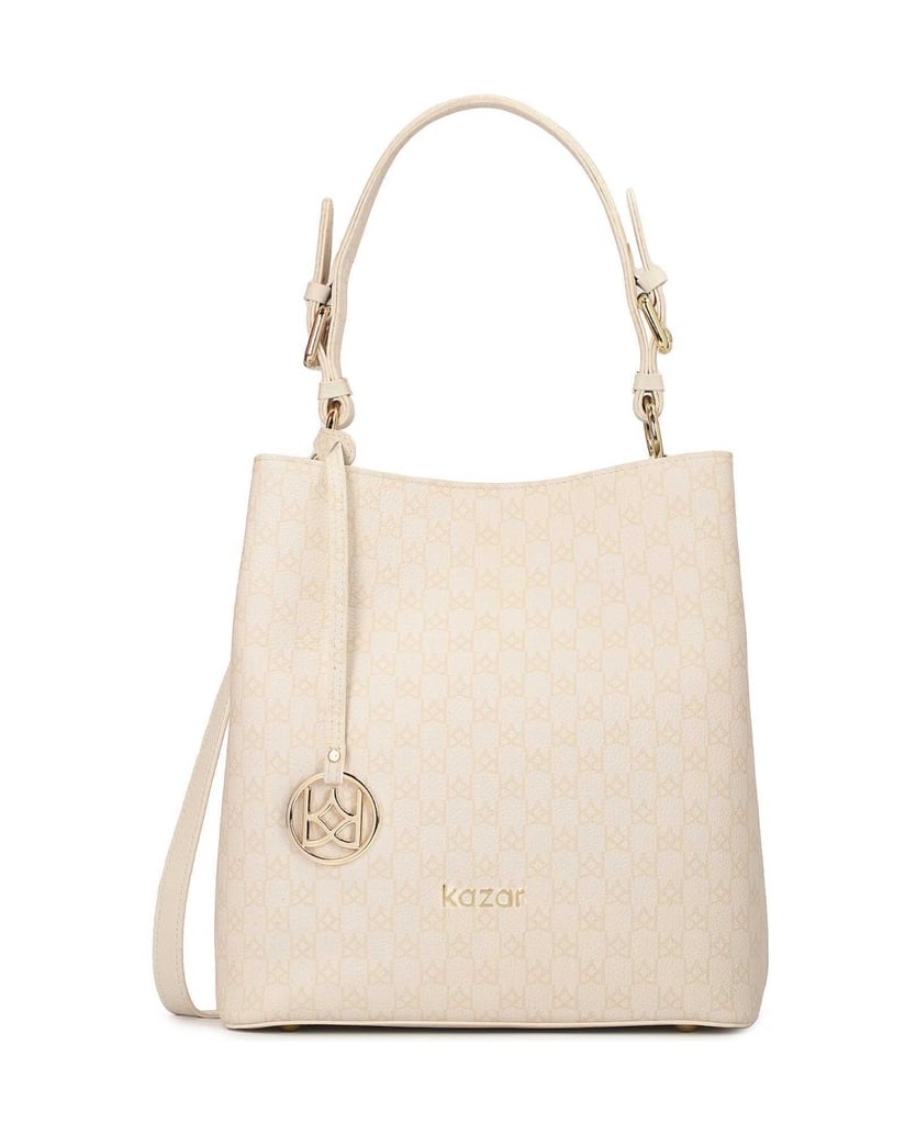 Kazar-Leather-handbag-with-beige-print-bílá