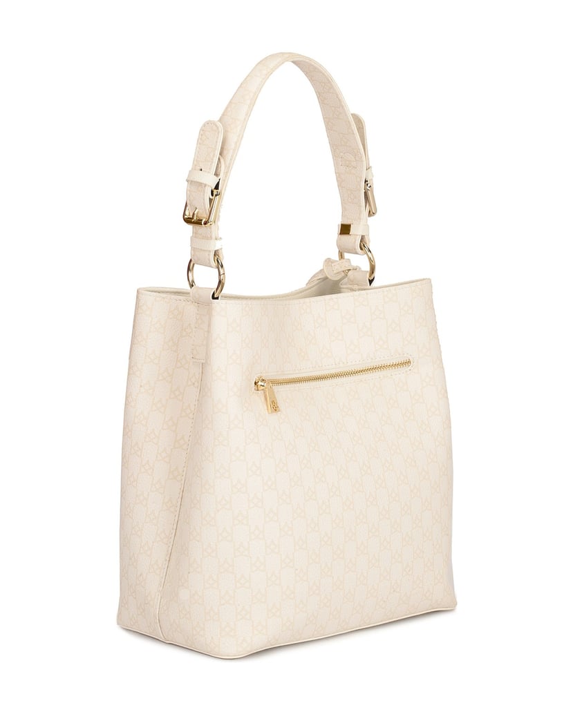 Kazar-Leather-handbag-with-beige-print-bílá