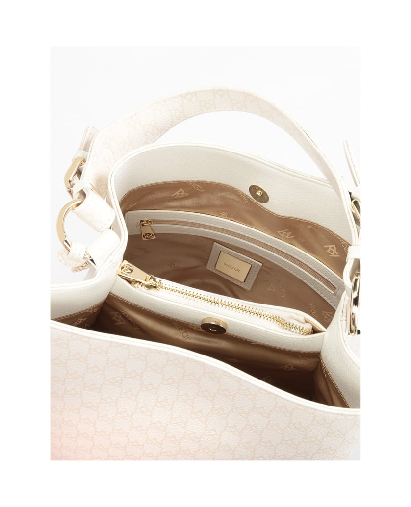 Kazar-Leather-handbag-with-beige-print-bílá