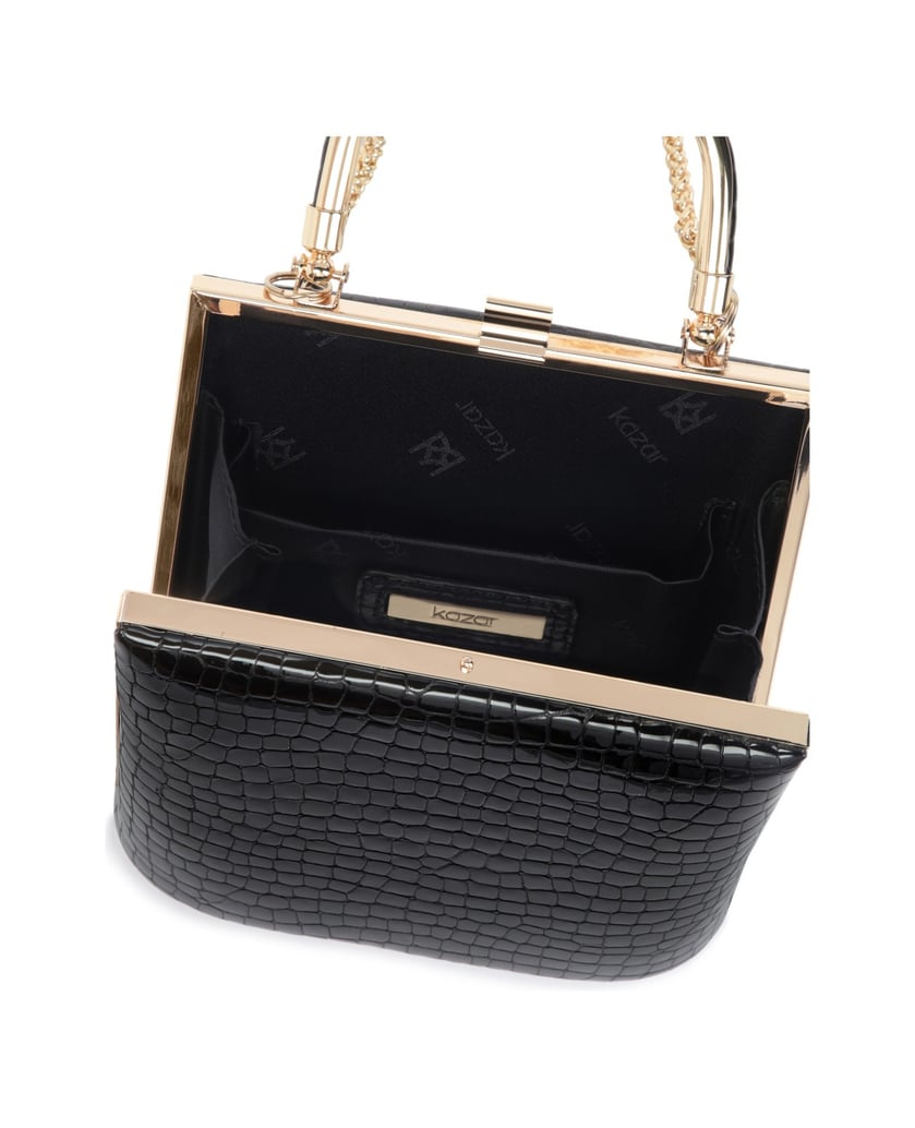 Kazar-Schwarze-Clutch-Tasche-aus-geprägtem-Led