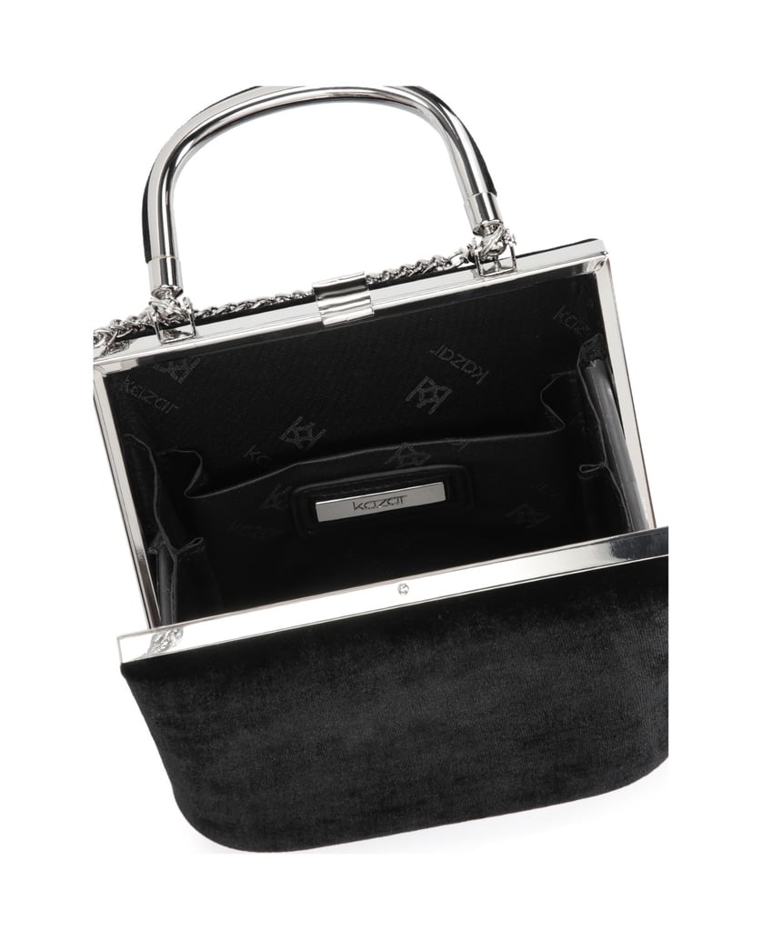 Kazar-Klassische-starre-Abendtasche-mit-Metall-schwarz