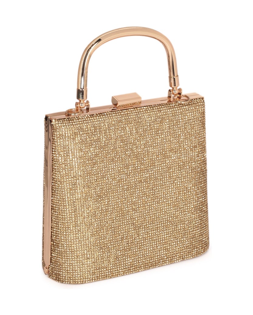 Kazar-Glänzende-Abendtasche-mit-Henkel-gold
