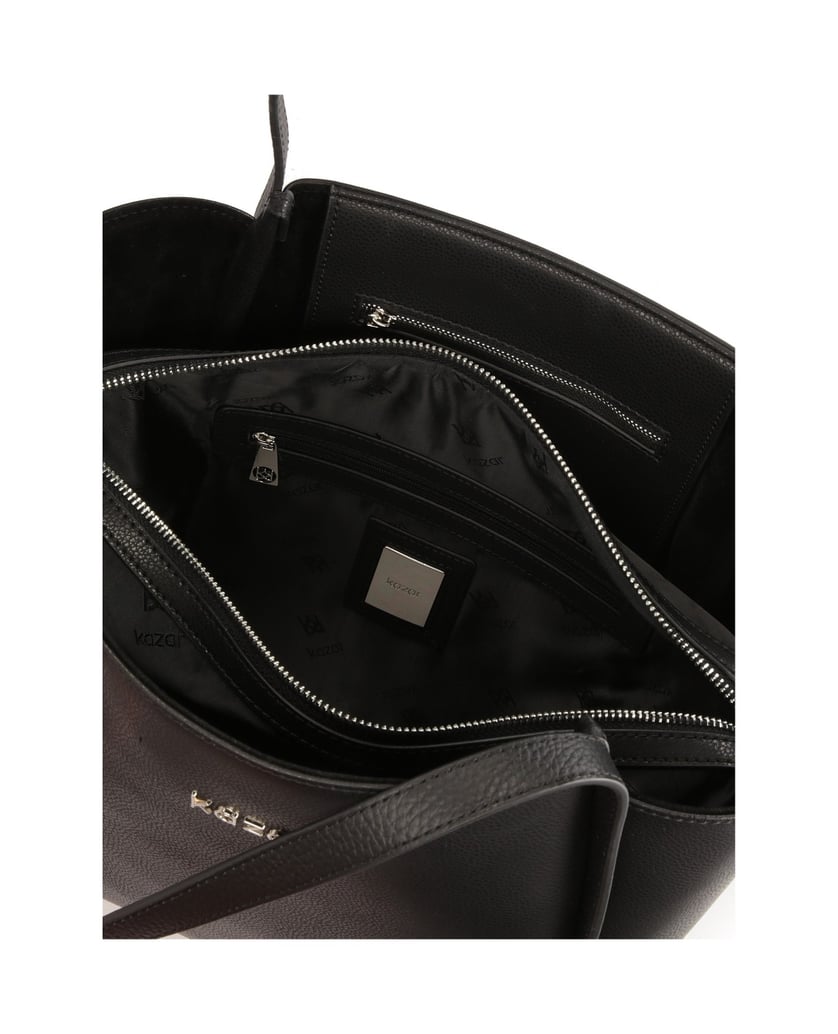 Kazar-Bequeme-schwarze-Lederhandtasche-mit-ger