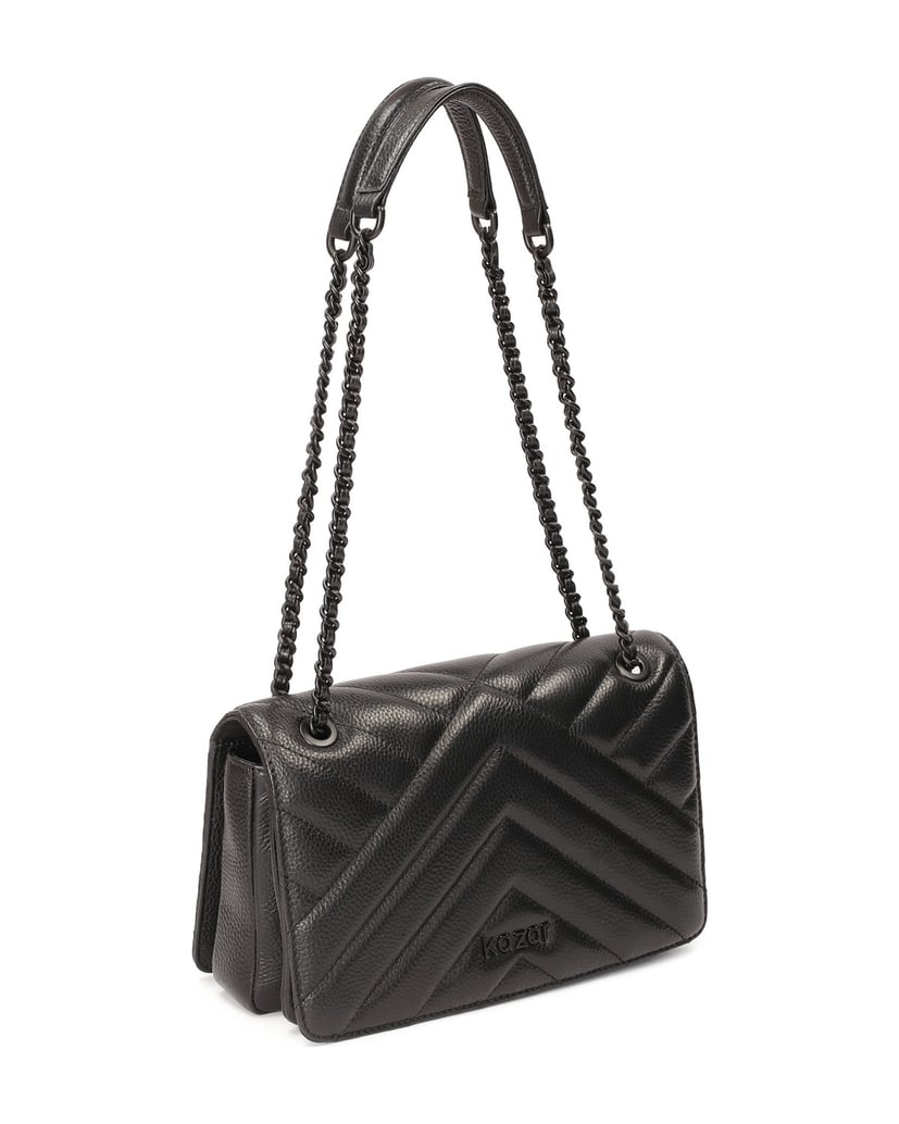 Kazar-Elongated-shoulder-bag-with-striking-stitching-čierna